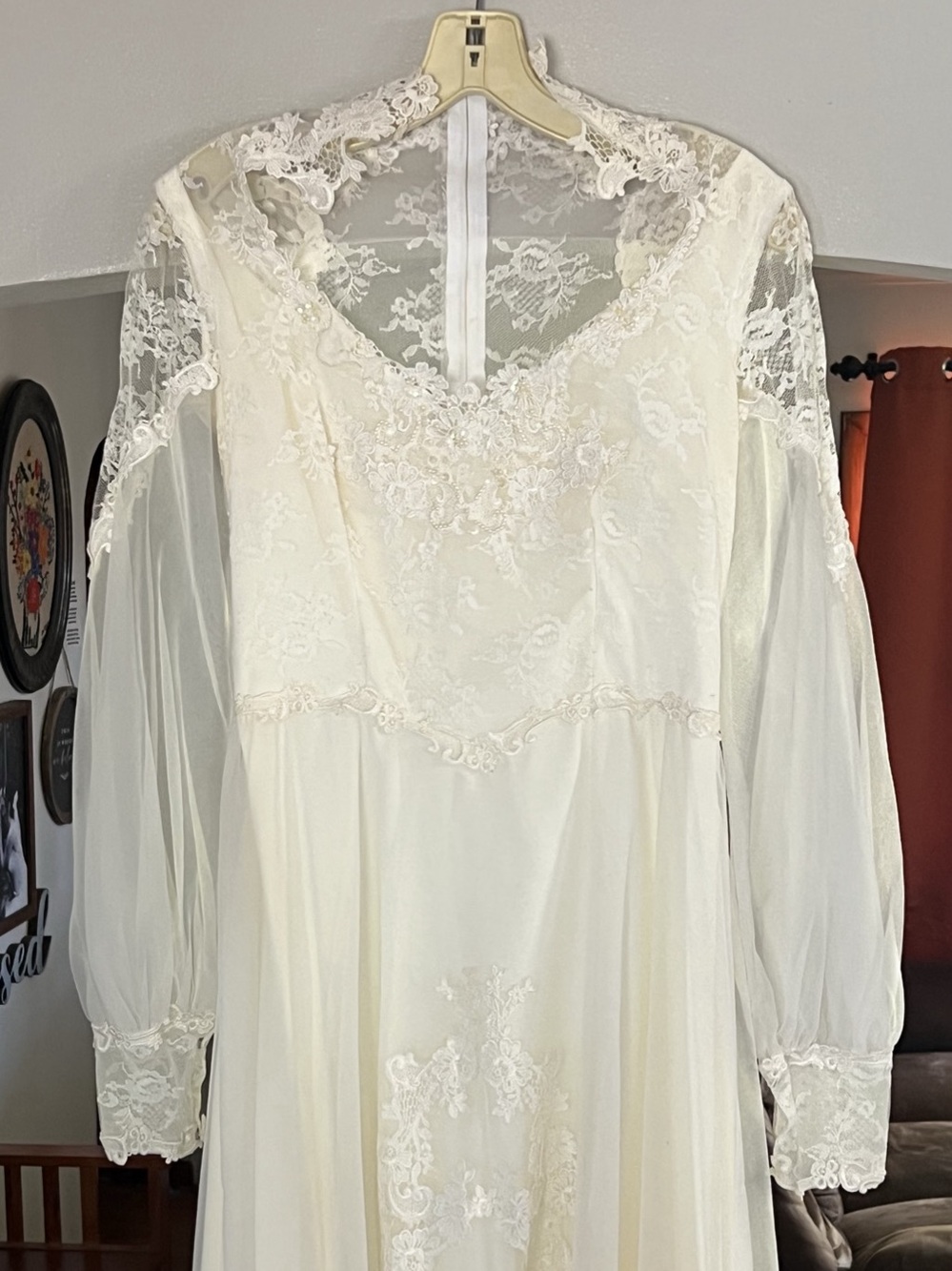 Vintage 70s 80s Bridallure Lace Wedding Dress with Veil and Train